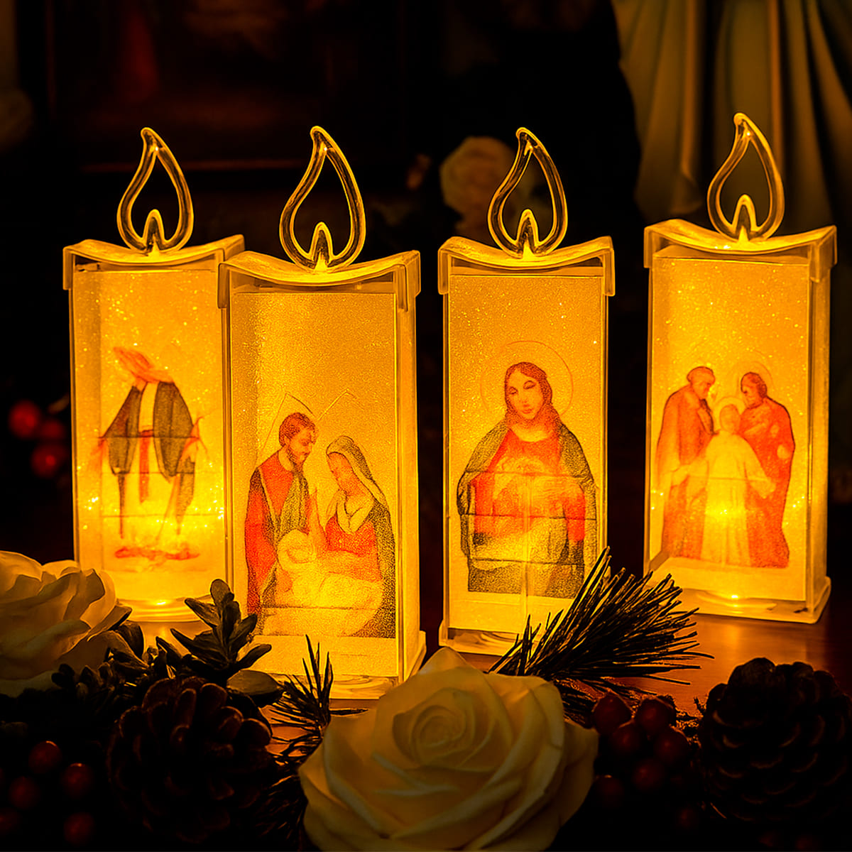 Miniatura 8 de Vela LED X4 Con Imagen Religiosa VLR01X4